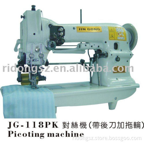 double needle picoting machine with cutter and puller